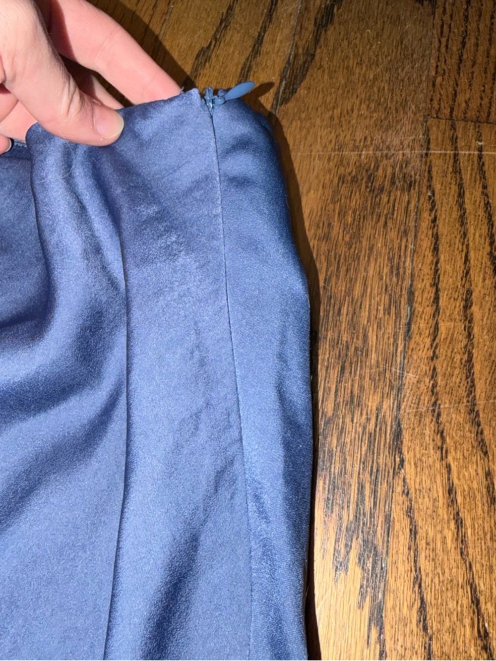 Sage Slate Blue Satin Flowy Midi Skirt NEW - Picture 4 of 8